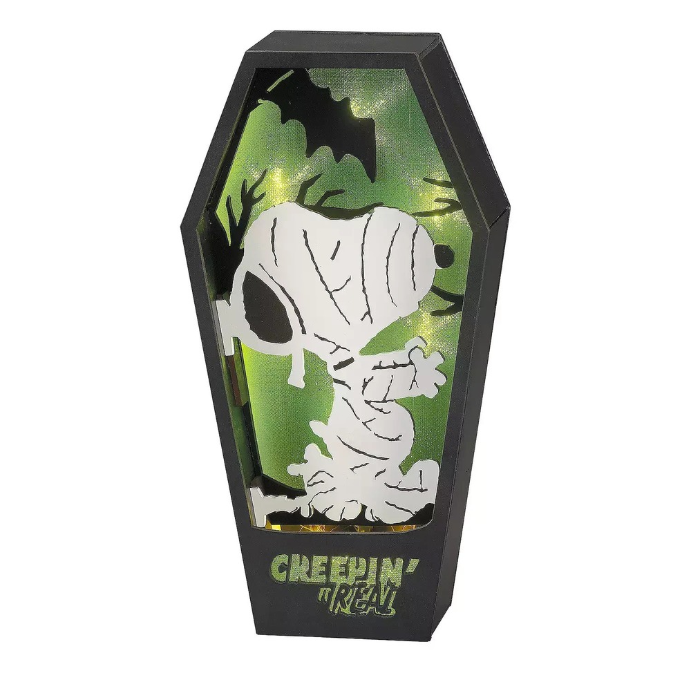 Peanuts Snoopy Creepin It Real Mummy Halloween‎ 10 inch LED Wall Table Plaque